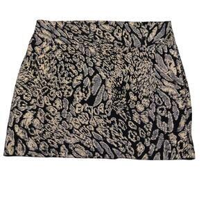 Decree Women's Black Gold Metallic Animal Print Mini Skirt XL
